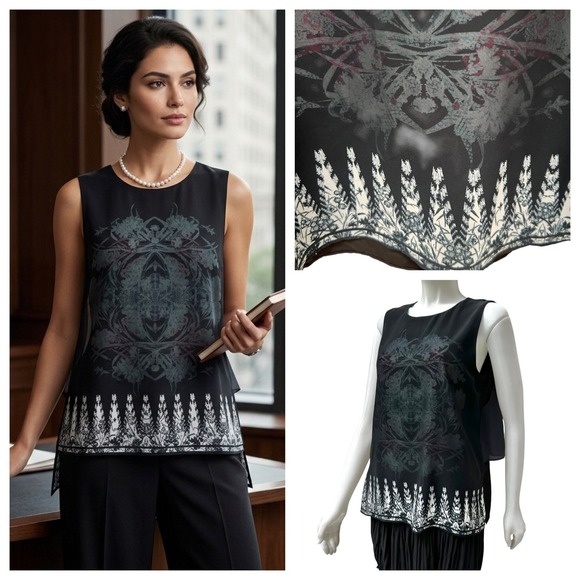 Kenneth Cole New York Tops - Kenneth Cole NY Black Layered Chiffon Top Small Office Siren Dark‎ Fairy Capsule
